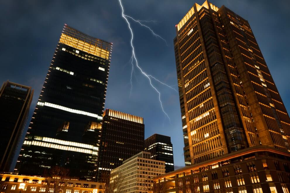 Lightning Strikes a Building